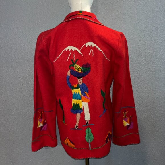 40'S VINTAGE KEYSTONE EXPORT WOOL MEXICAN EMBROIDERED TOURIST SOUVENIR JACKET - Picture 6 of 10